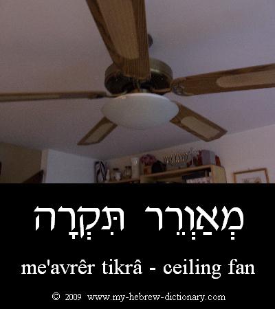 ceiling fan in Hebrew